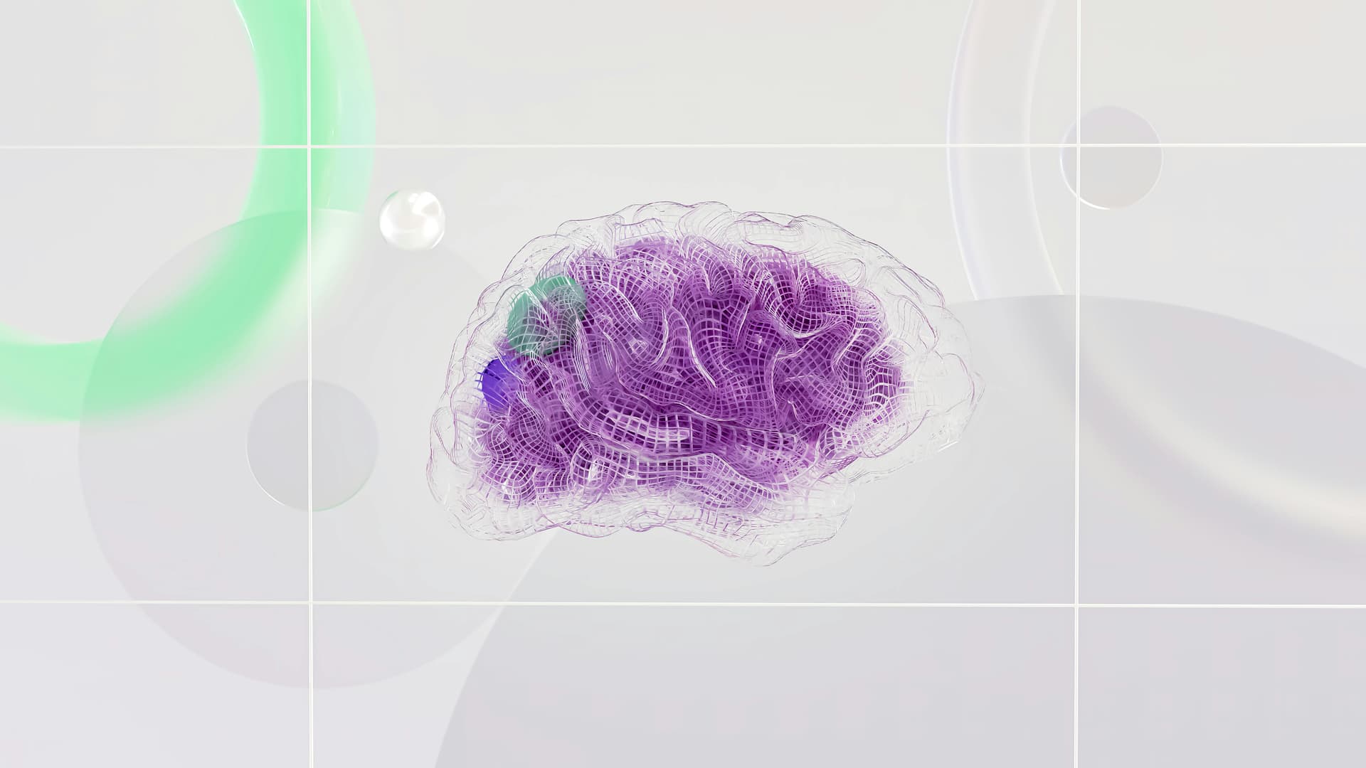 A purple design resembling the shape of a human brain.